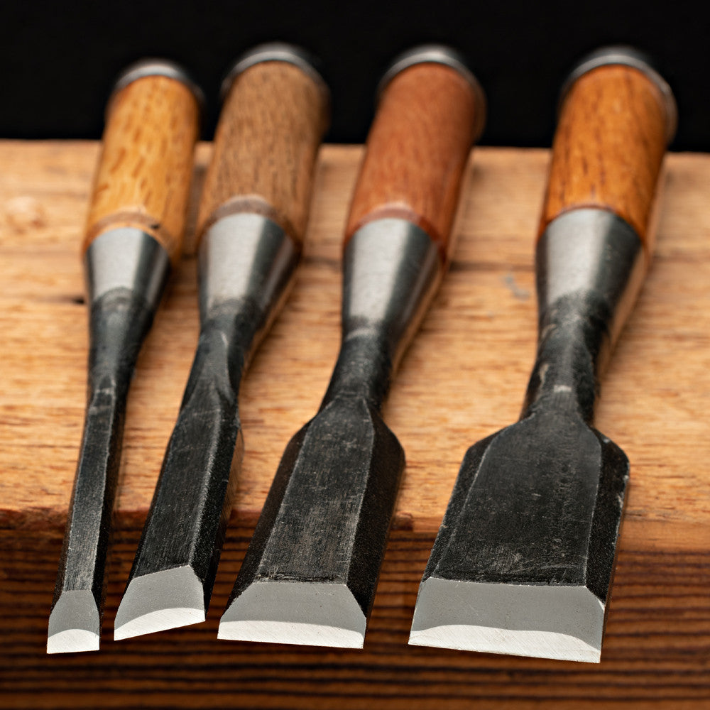 Japanese chisels - lightweight, carbon steel, Japanese red oak handle