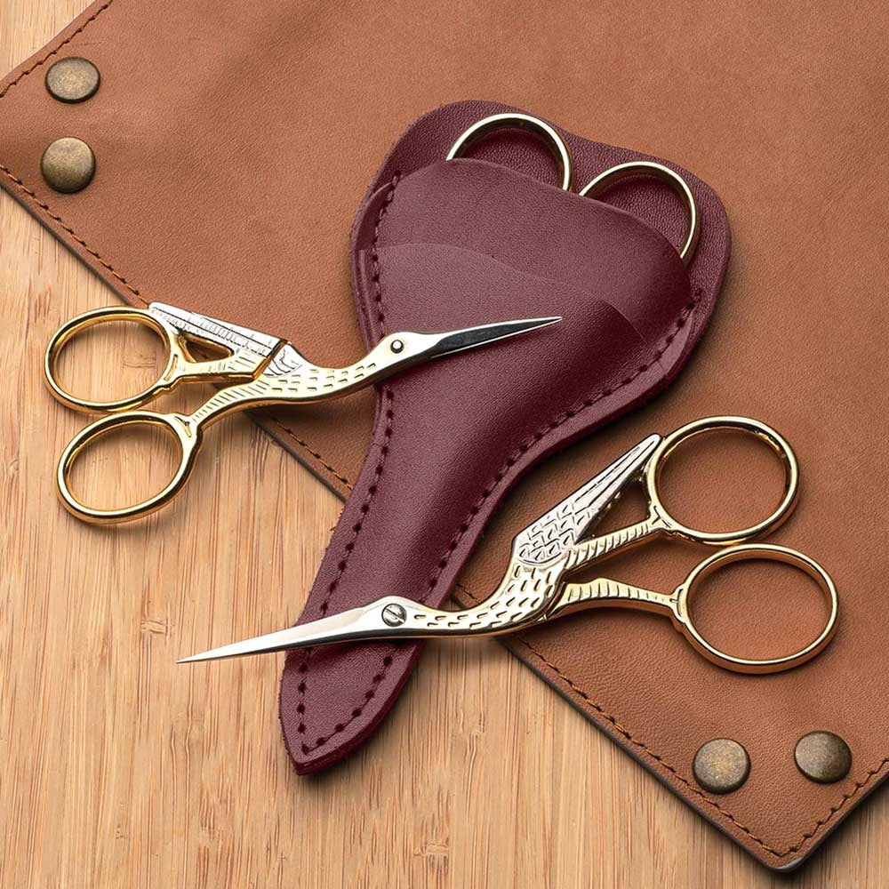 Set of Two Stork Embroidery Scissors