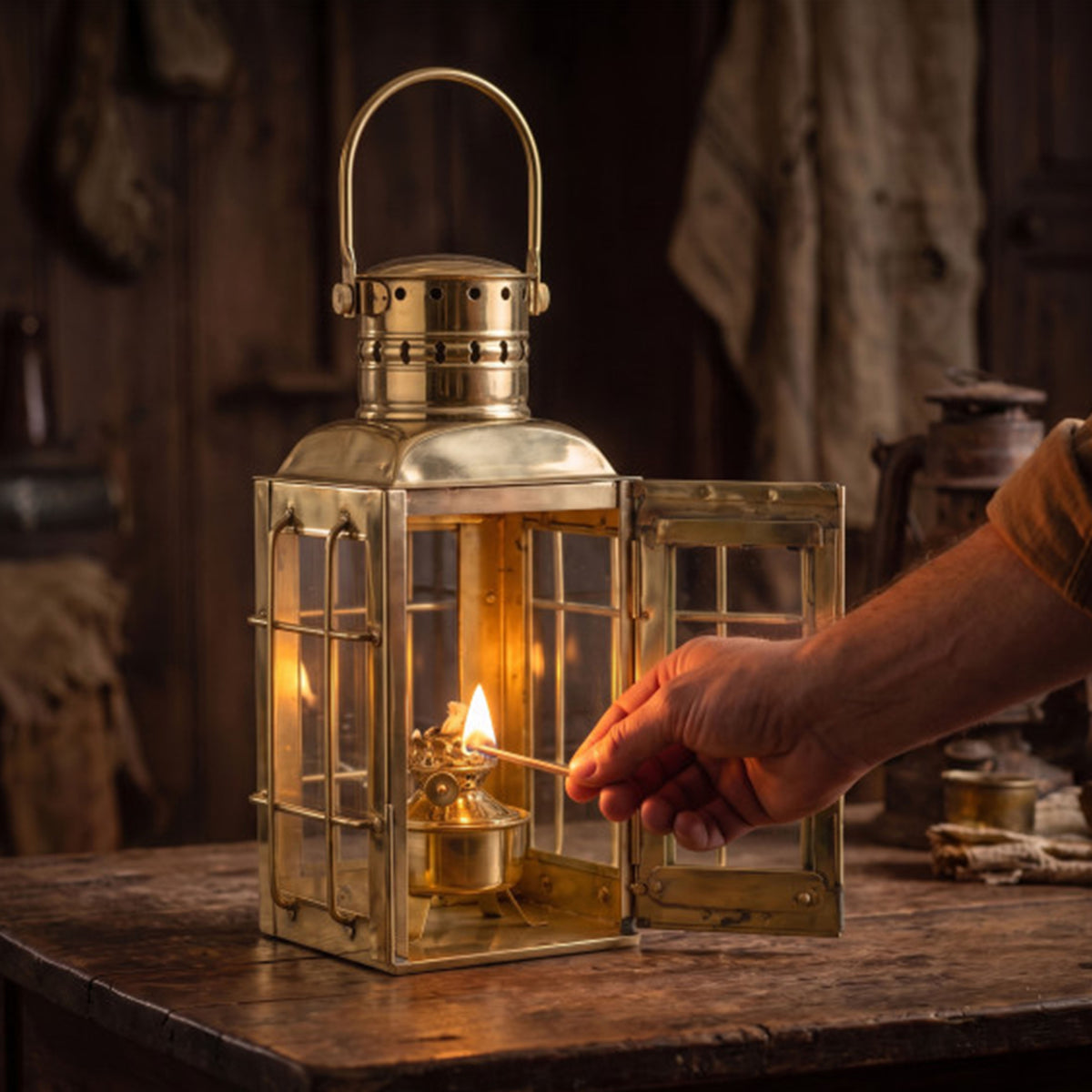 Vintage Inspired 19th Century Brass Oil Lantern
