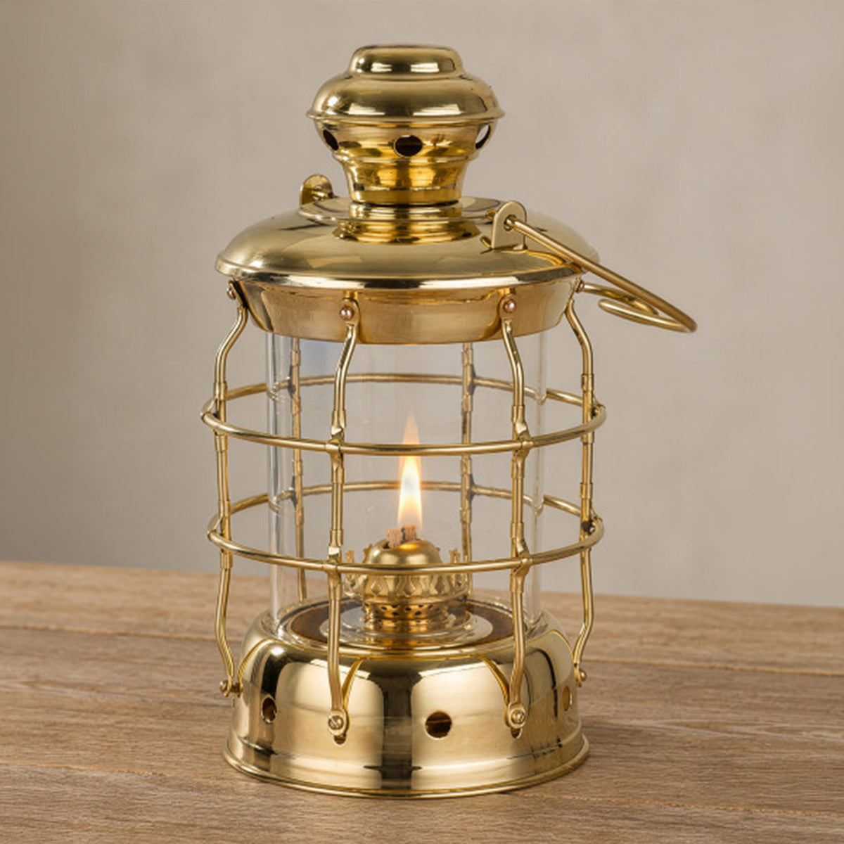 Antique-Style Round Brass Oil Lantern