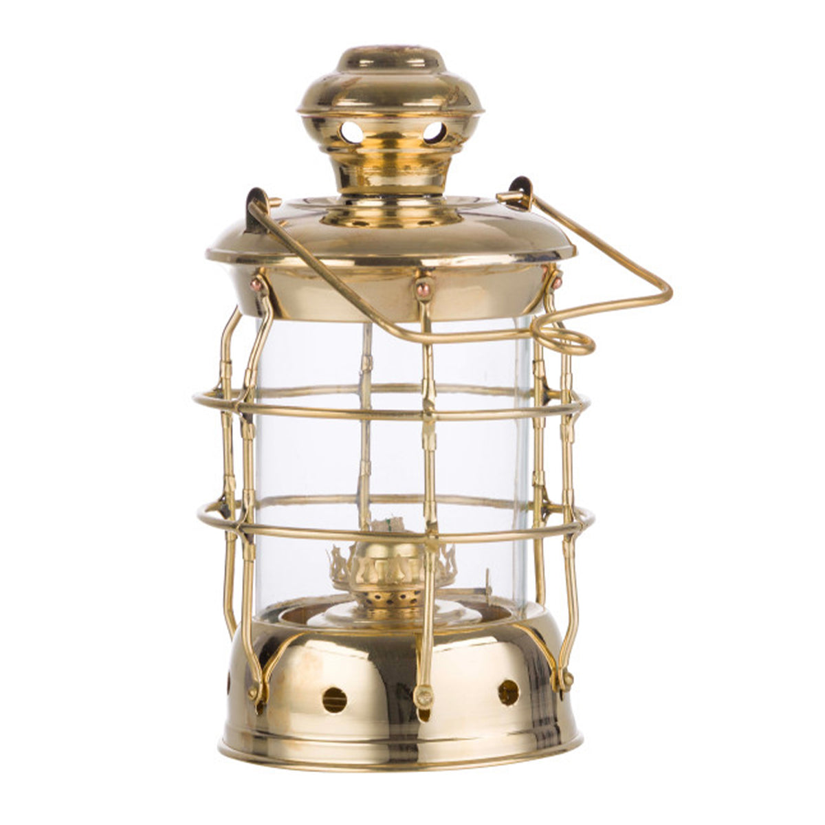 Antique-Style Round Brass Oil Lantern