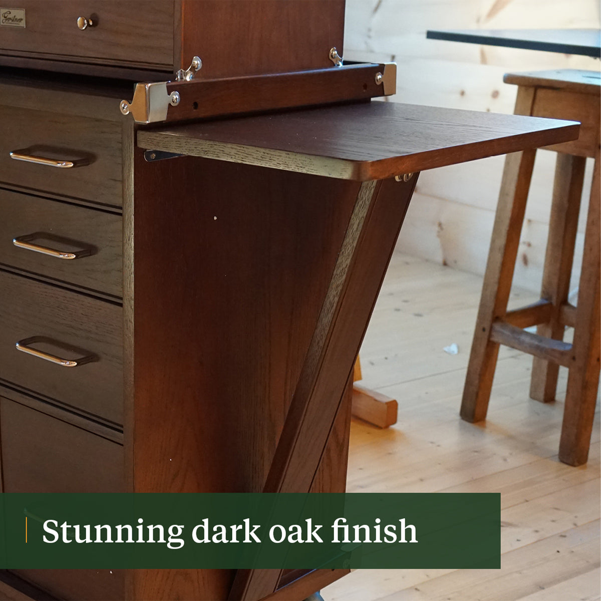 Gerstner International Dark Oak Rolling Cabinet